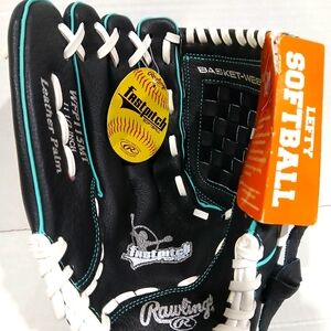 Rawlings Black and White Softball Glove. Right Hand Glove, Left Hand Throw.